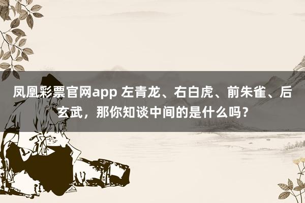 凤凰彩票官网app 左青龙、右白虎、前朱雀、后玄武，那你知谈中间的是什么吗？