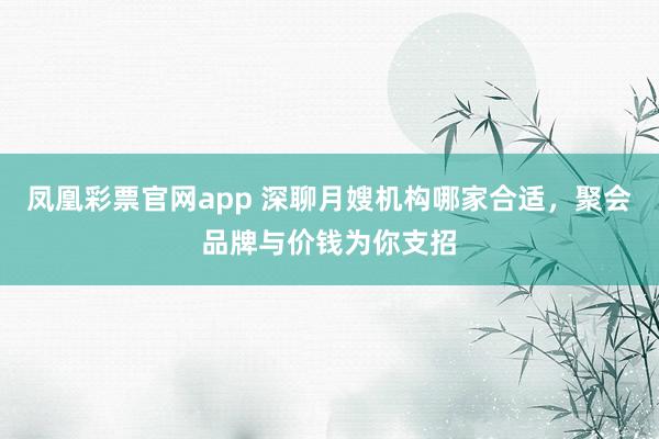 凤凰彩票官网app 深聊月嫂机构哪家合适，聚会品牌与价钱为你支招