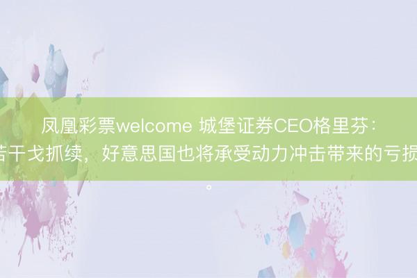 凤凰彩票welcome 城堡证券CEO格里芬：若干戈抓续，好意思国也将承受动力冲击带来的亏损。