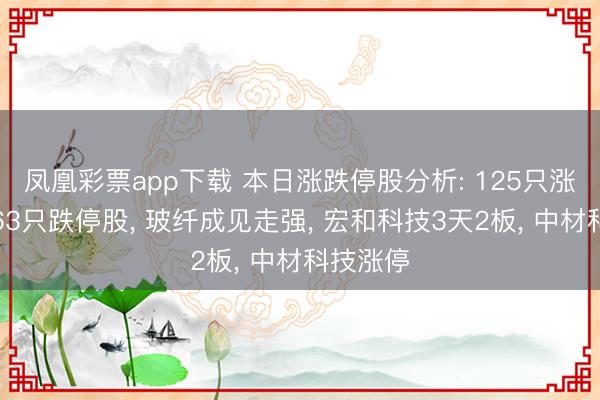 凤凰彩票app下载 本日涨跌停股分析: 125只涨停股、63只跌停股， 玻纤成见走强， 宏和科技3天2板， 中材科技涨停